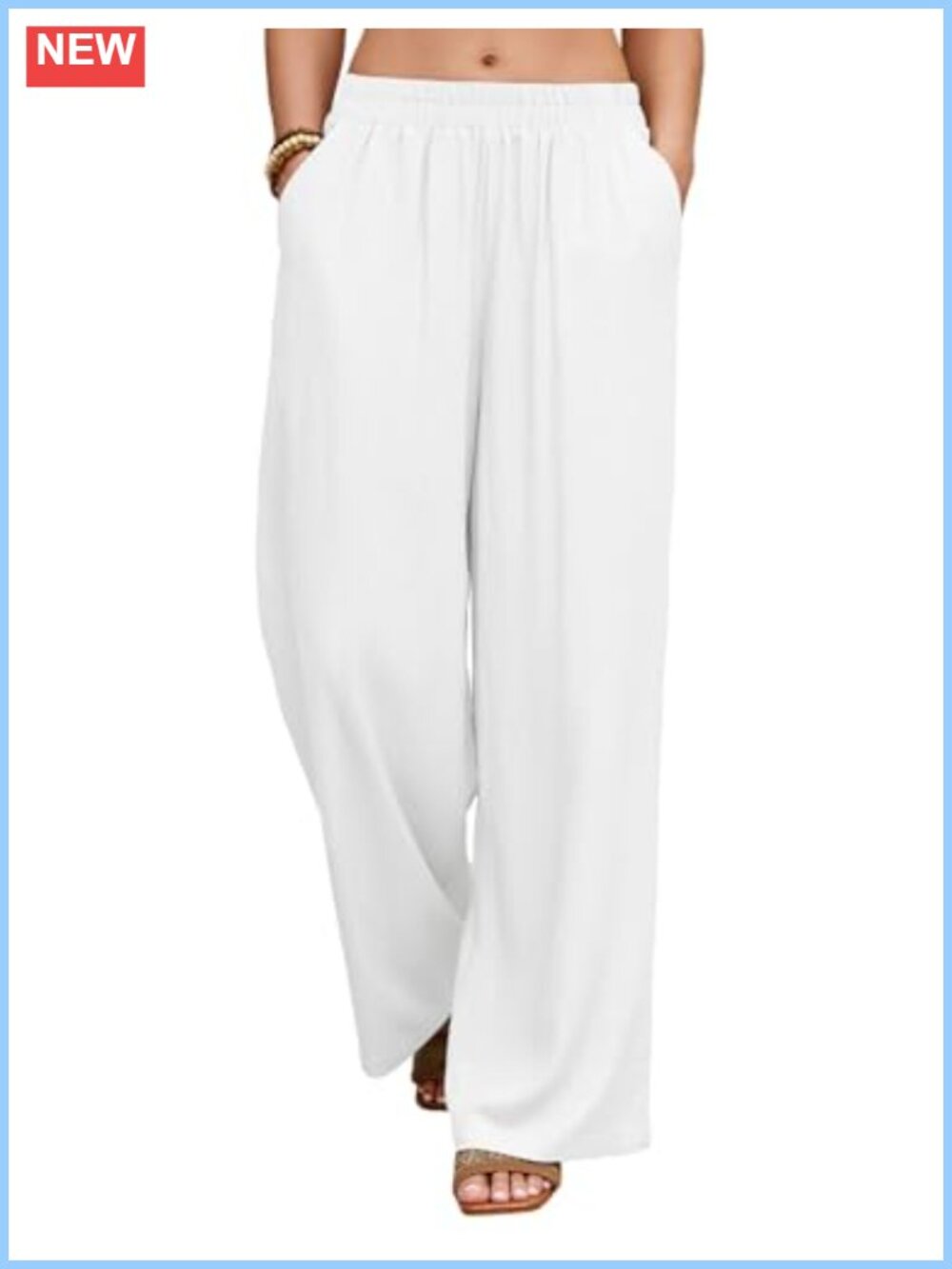 Wide Leg Linen Blend Palazzo Pants with Pockets Summer Travel Beach